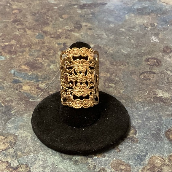 Jewelry - Gold Tone Filigree Statement Ring - Women Jewelry
